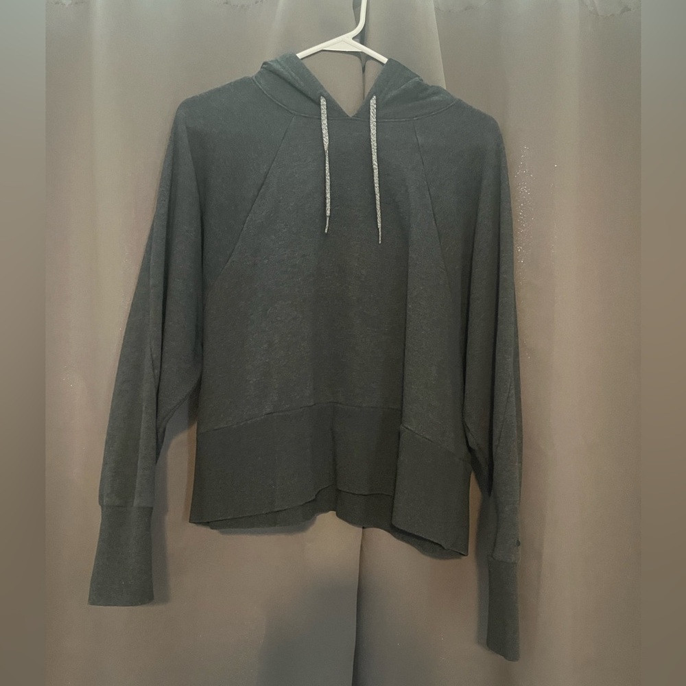 Women Nike Cropped Gray Hooded Sweatshirt